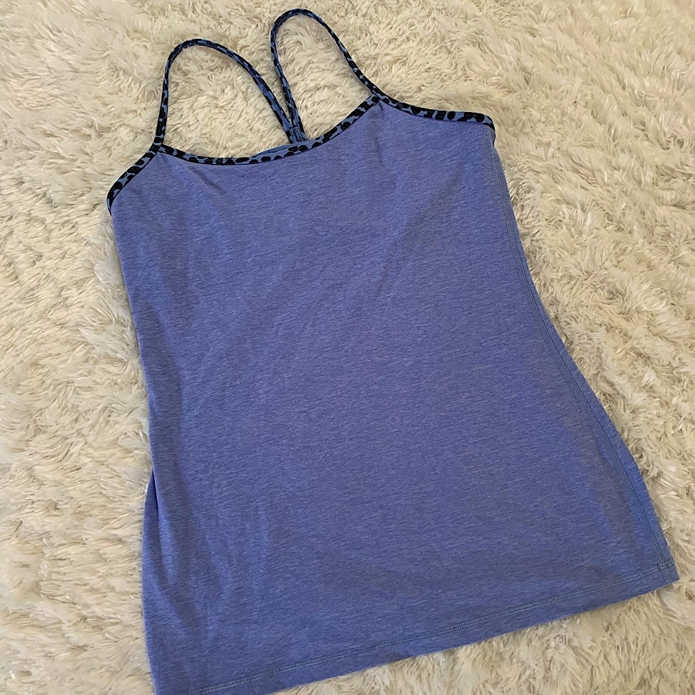 Blue Lululemon Tank with Leopard Print Straps